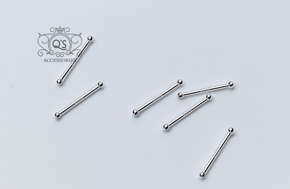 Bông tai bạc 925 giữ lỗ nam nữ hai đầu bi khuyên tròn S925 BASIC Silver Earrings QA SILVER EA190702