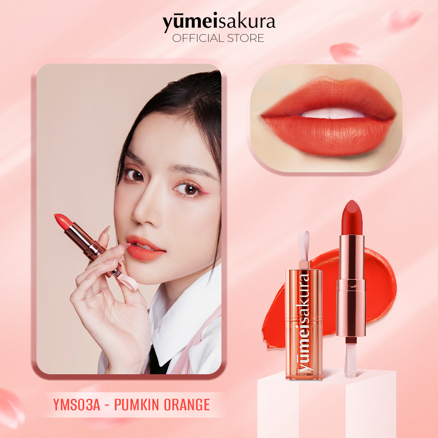 Son Thỏi Lì Mịn Chotto Matte Yumeisakura Cam Bí Ngô Pumpkin Orange Lipstick YMS03A 3.5g