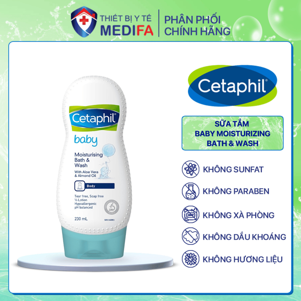 Hình ảnh Sữa tắm Cetaphil Baby Moisturizing Wash & Bath 230ml dưỡng ẩm dịu nhẹ cho bé