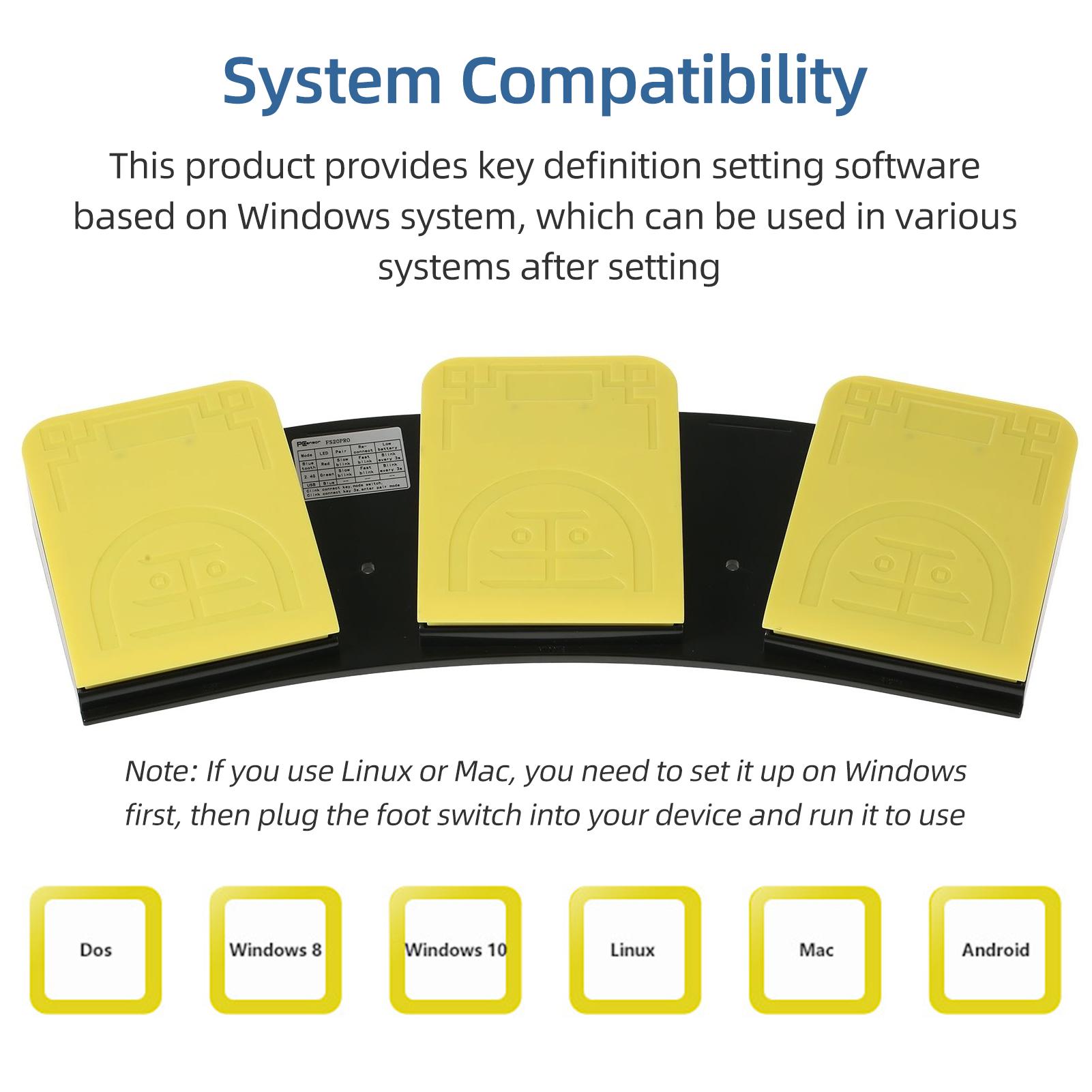 FS20Pro Triple Foot Switch Multifunctional Customized Foot Pedal USB+2.4G+BT Three-mode Connection Mechanical Switch