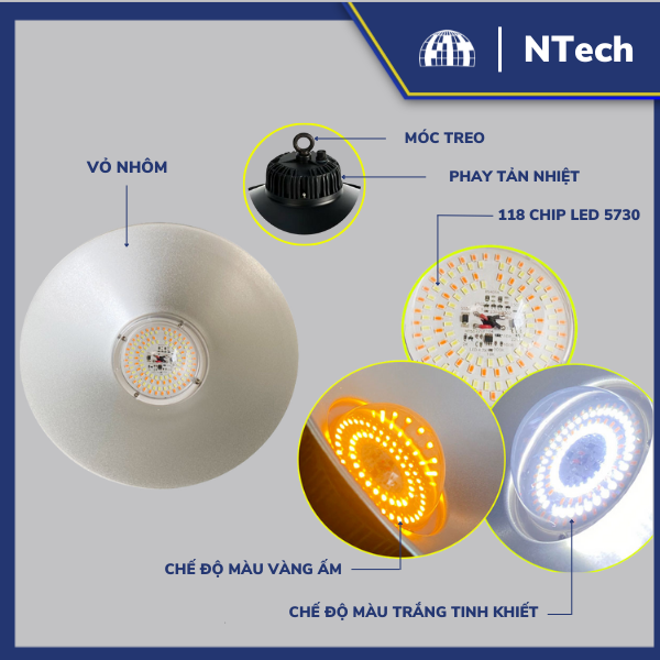 Đèn năng lượng mặt trời UFO trong nhà JD-6128 công suất 100W