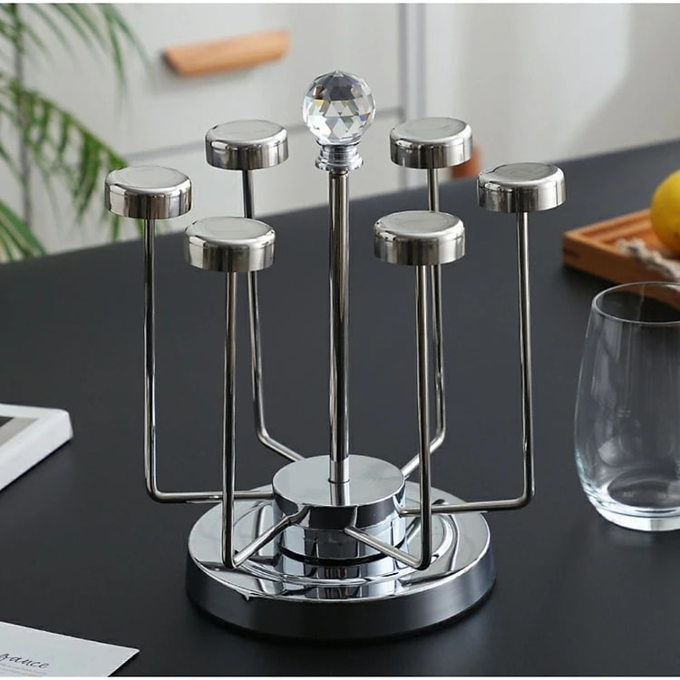 Giá úp ly, Giá úp cốc, Giá úp tiện lợi màu bạc Giá Úp Cốc Đẹp Để Bàn, LUXURY Giá Để Cốc Chén Inox Cao Cấp Xoay 360 Độ Sang Chảnh Và Tiện