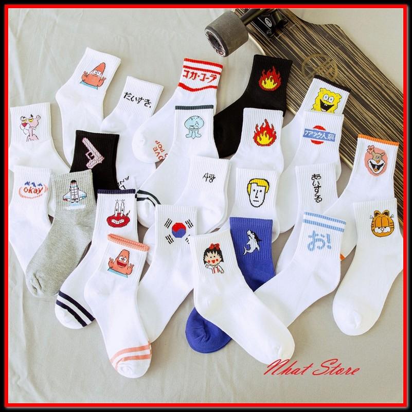 Tất nam nữ dạng cổ cao in hình Vintage - TAT02