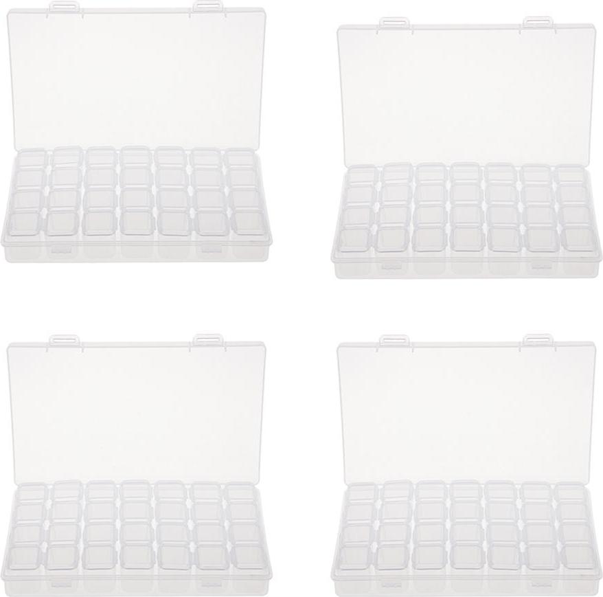 4X Nhựa Trong Tổ Chức Bình Chứa Túi Cất Giữ Móng Đầu Trang Sức Hạt