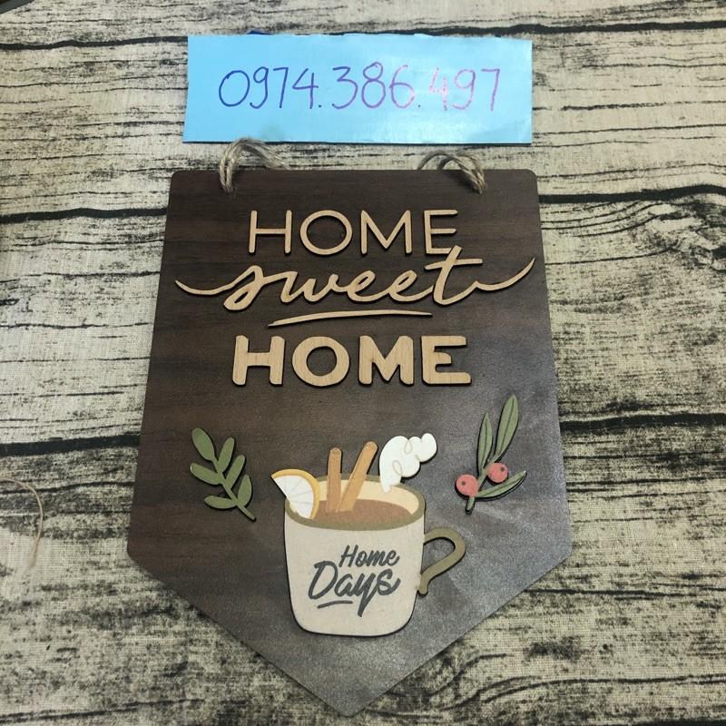 Bảng gỗ treo tường chữ home sweet home trang trí phòng khách phòng ngủ nhã nhặn sang trọng có dây treo tặng kèm đinh 3 chân