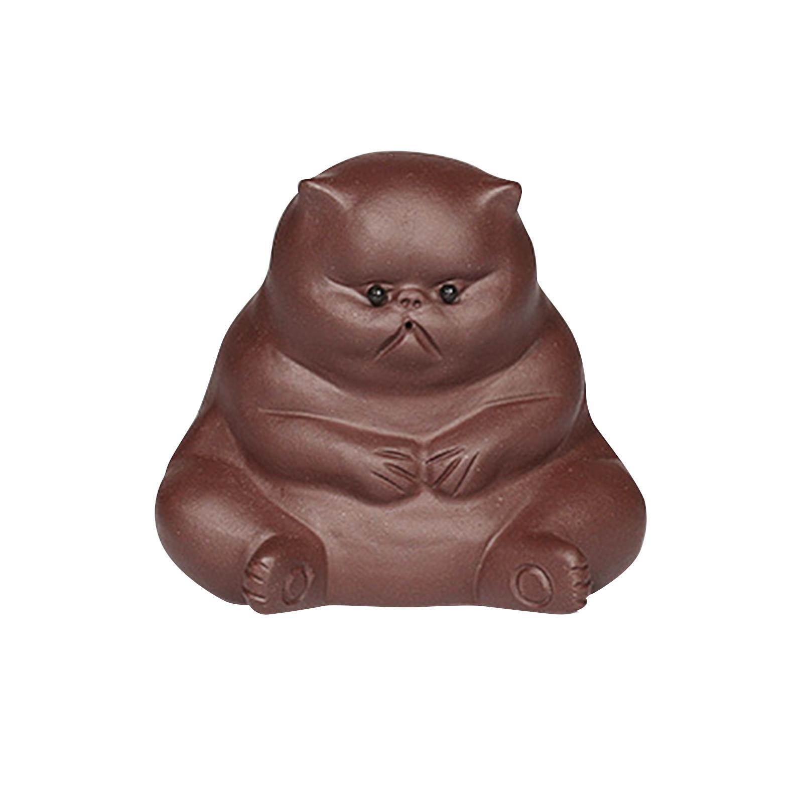 Statue Clay Tea Pet Dining Room Home Decor Miniature Kitten Figurines Kitty Sculpture for Bookshelf Dorm Living Room Cabinet