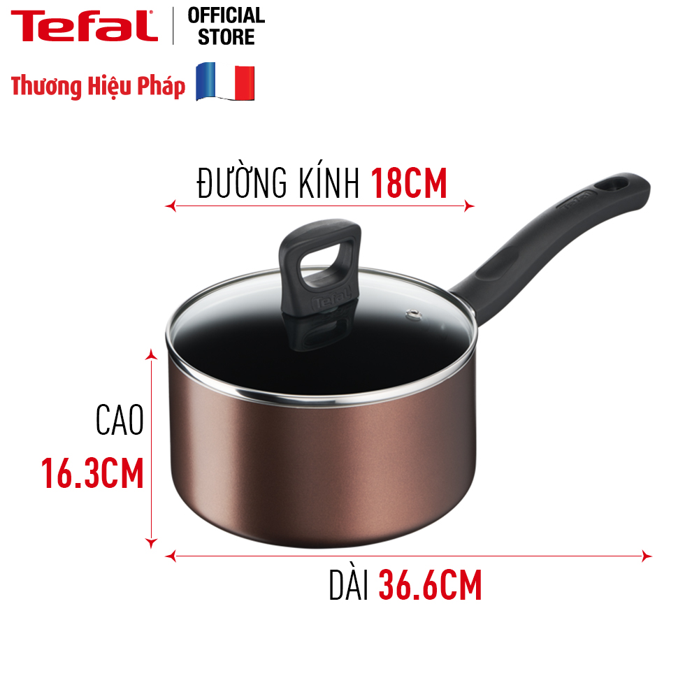 Bộ 3 nồi chảo chống dính đáy từ Tefal Day By Day dùng cho mọi loại bếp (nồi 18cm, chảo 24cm) - Hàng chính hãng