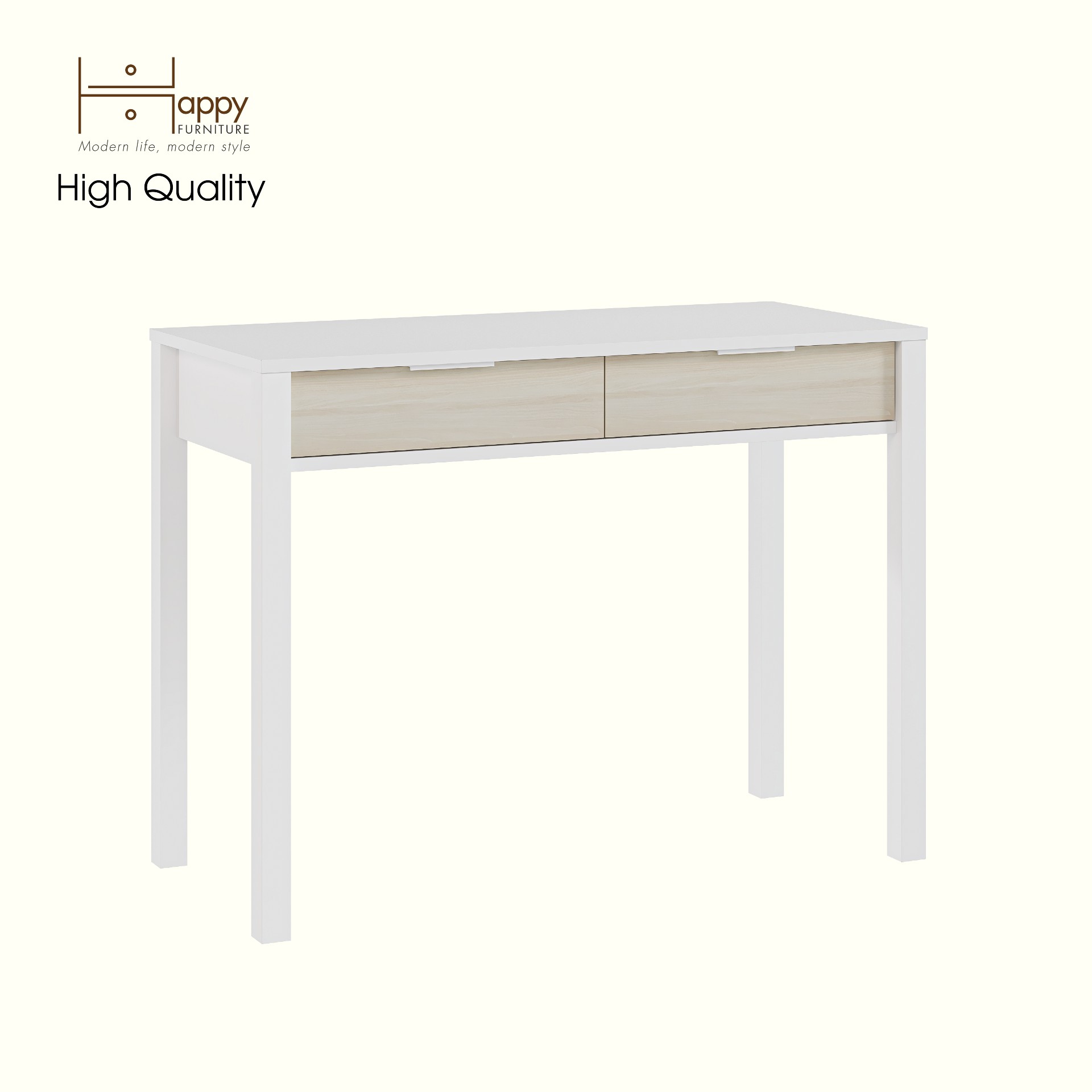 HAPPY FURNITURE , Bàn trang điểm 2 ngăn kéo - MOKA, BAN_132 , 100cm x 45cm x 75cm DxRxC