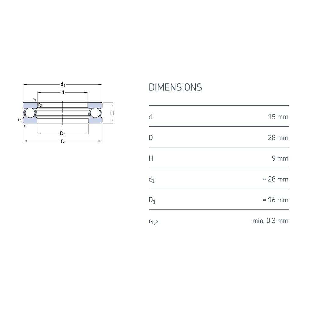 Vòng bi bạc đạn 51102 SKF chính hãng - Vòng bi chặn trục 1 hướng - Vòng bi tỳ