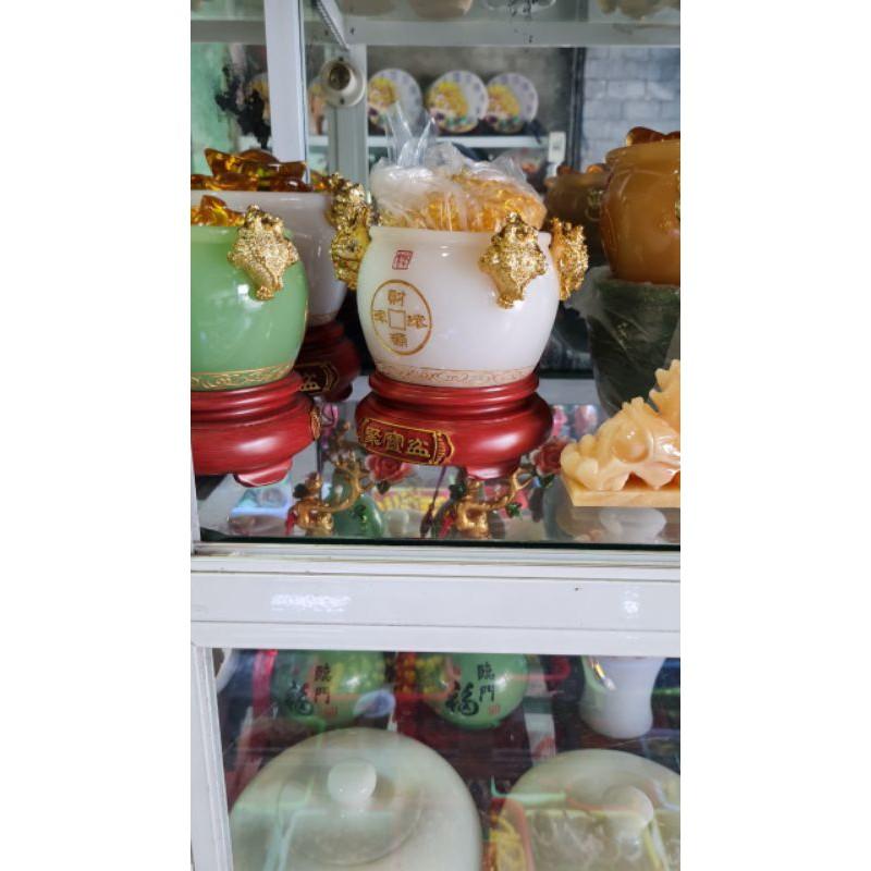 Bát Tụ Bảo Phong thuỷ Đá Ngọc Chiêu Tài Lộc, kích thước 12cm, 15cm Có đế đẹp