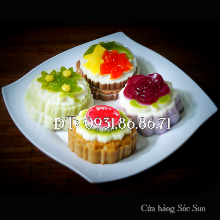 Bộ khuôn rau câu trung thu loại 10 cm màu hồng - Mã số 1042