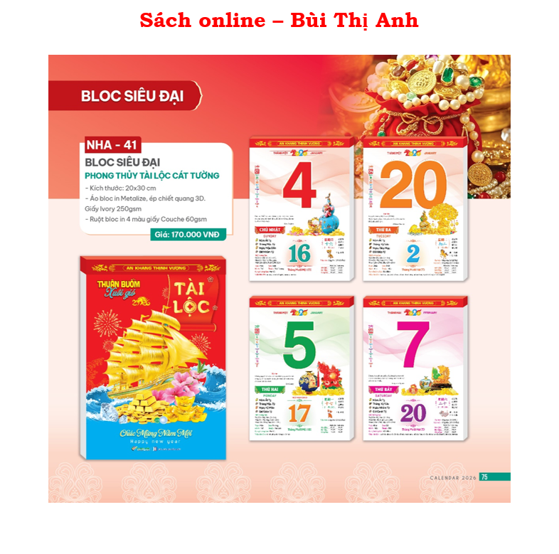 Trọn Bộ Lịch Bloc (ruột 20 x 30cm) Bính Ngọ 2026 Nhiều mẫu giao ngẫu nhiên - Lịch tết 2026