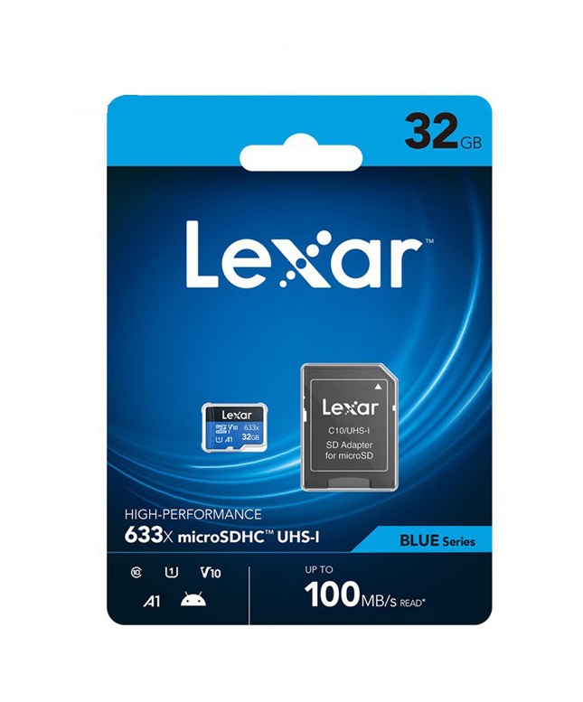 Thẻ nhớ MicroSD Lexar 32/64/128 GB Class 10, U1, V10, A1 633X Tốc Độ 100mb/s - Hàng Chính Hãng