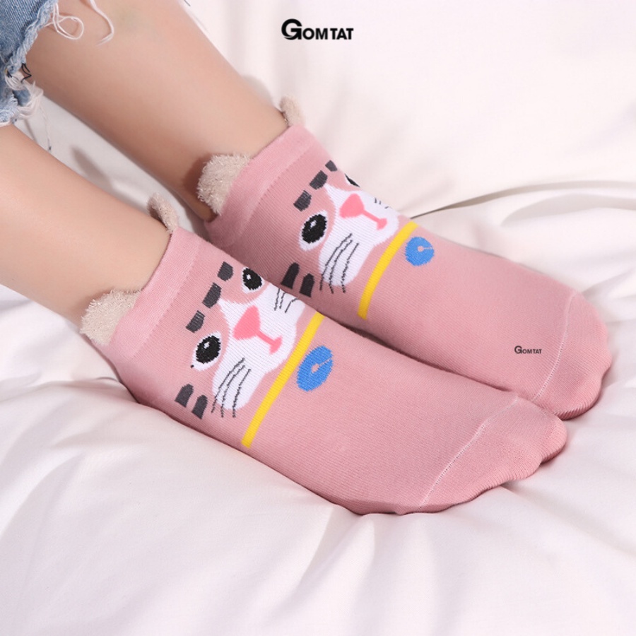 Set 5 Đôi Tất Nữ Cổ Ngắn GOMTAT Chất Liệu Cotton Hình Tai Gấu Dễ Thương Nhiều Màu Phong Cách Hàn Quốc - LISU-TAIGAU-03