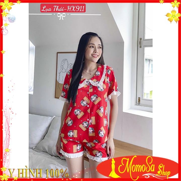 Đồ Bộ Tiểu Thư Pijama Nữ Mặc Nhà Quần Đùi Lụa Thái Cao Cấp Mềm Mịn