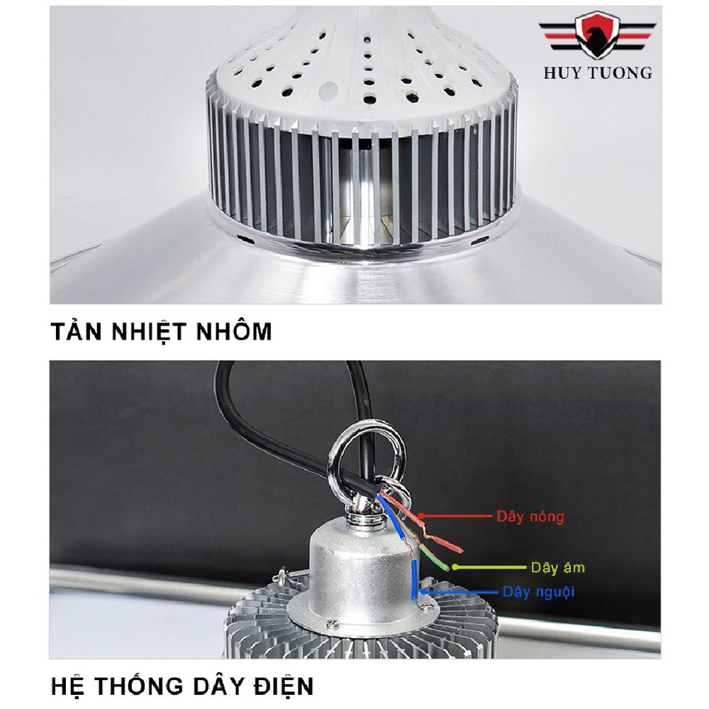 Đèn Led pha xưởng đui xoáy ánh sáng trắng chụp đèn tròn ( 30W - 50W - 100W ) cao cấp - Huy Tưởng