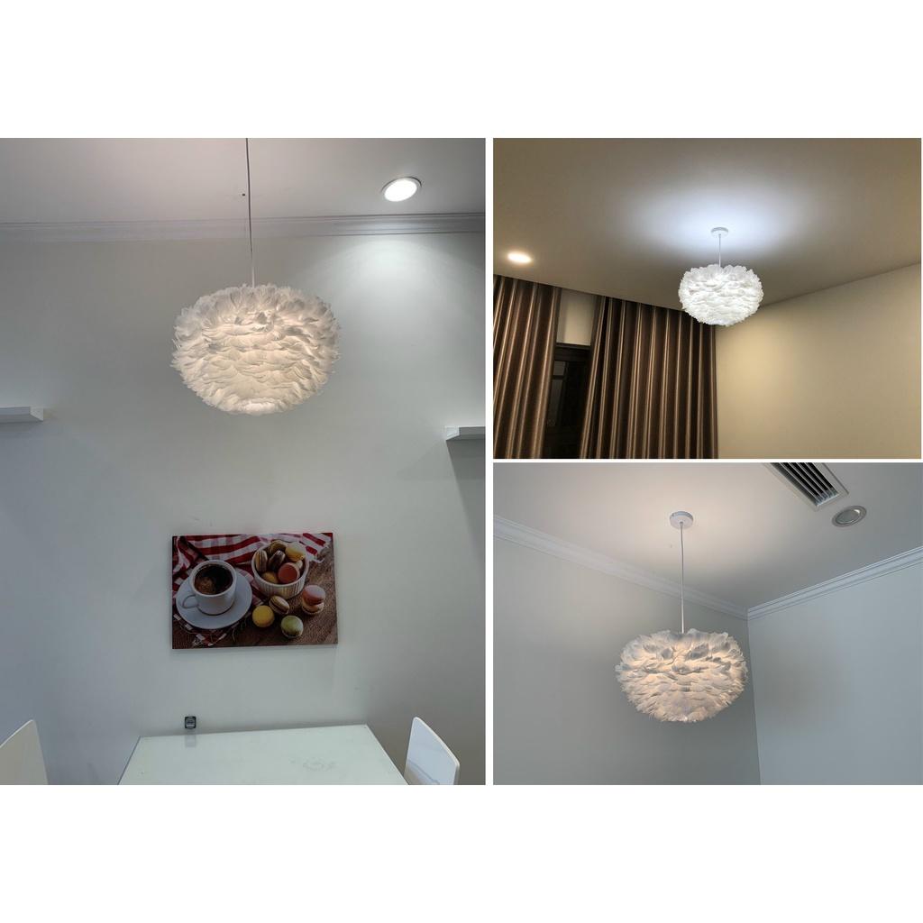 Đèn chùm LUISTE lông vũ hiện đại, sang trọng loại 60cm với 3 chế độ ánh sáng - kèm bóng LED chuyên dụng 