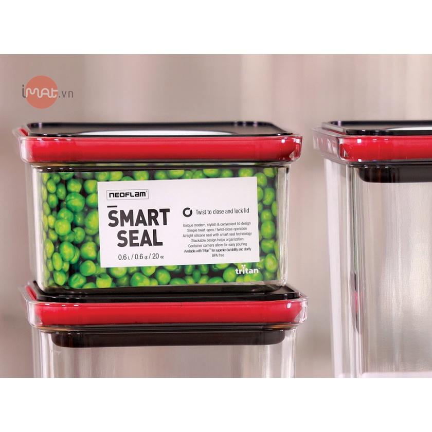 IMat-Bộ 5 hộp vuông Smart Seal. Bằng nhựa Tritan, bảo quản thực phẩm an toàn