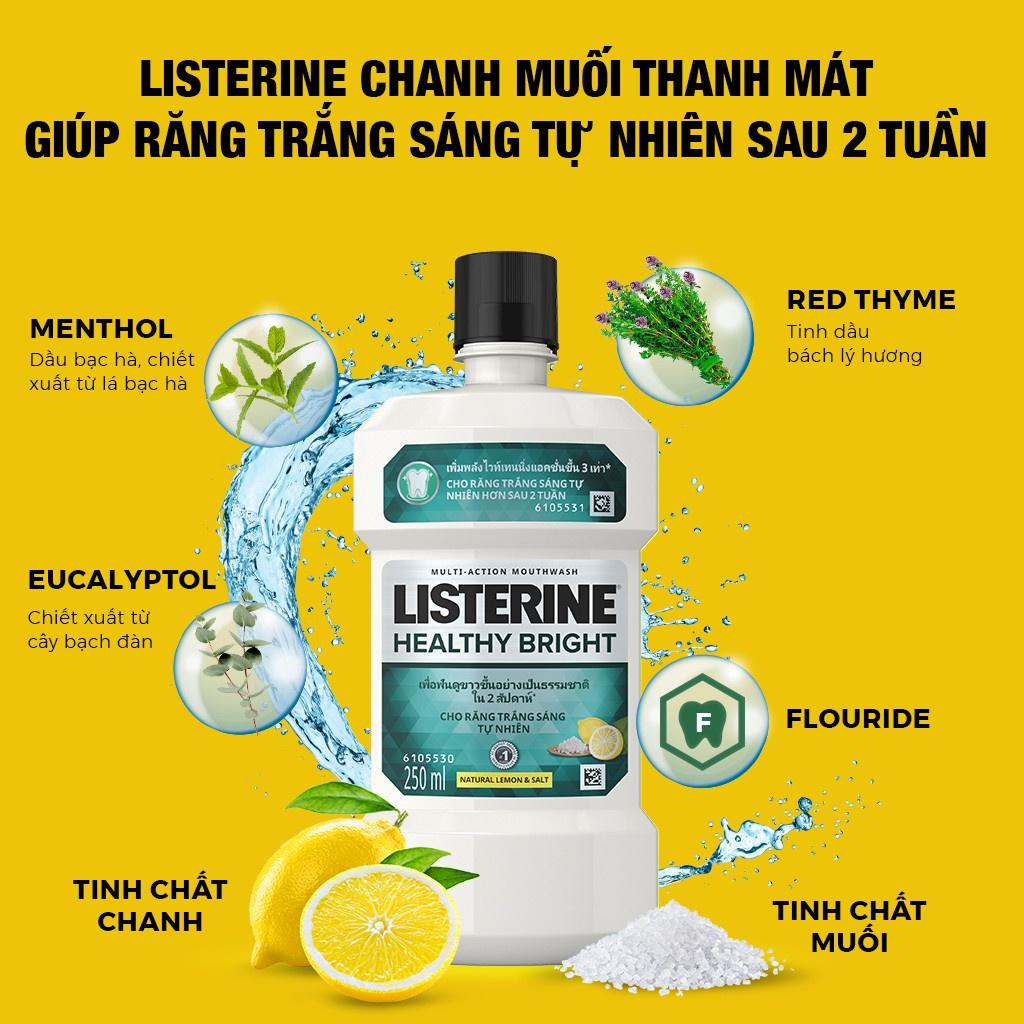 Nước súc miệng Listerine giúp răng trắng sáng tự nhiên Healthy Bright