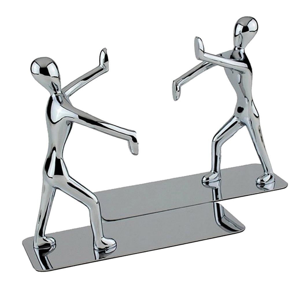 2pcs/set Decorative Kungfu Man Bookends Heavy Duty Metal Book Ends Book Stands Bookshelf