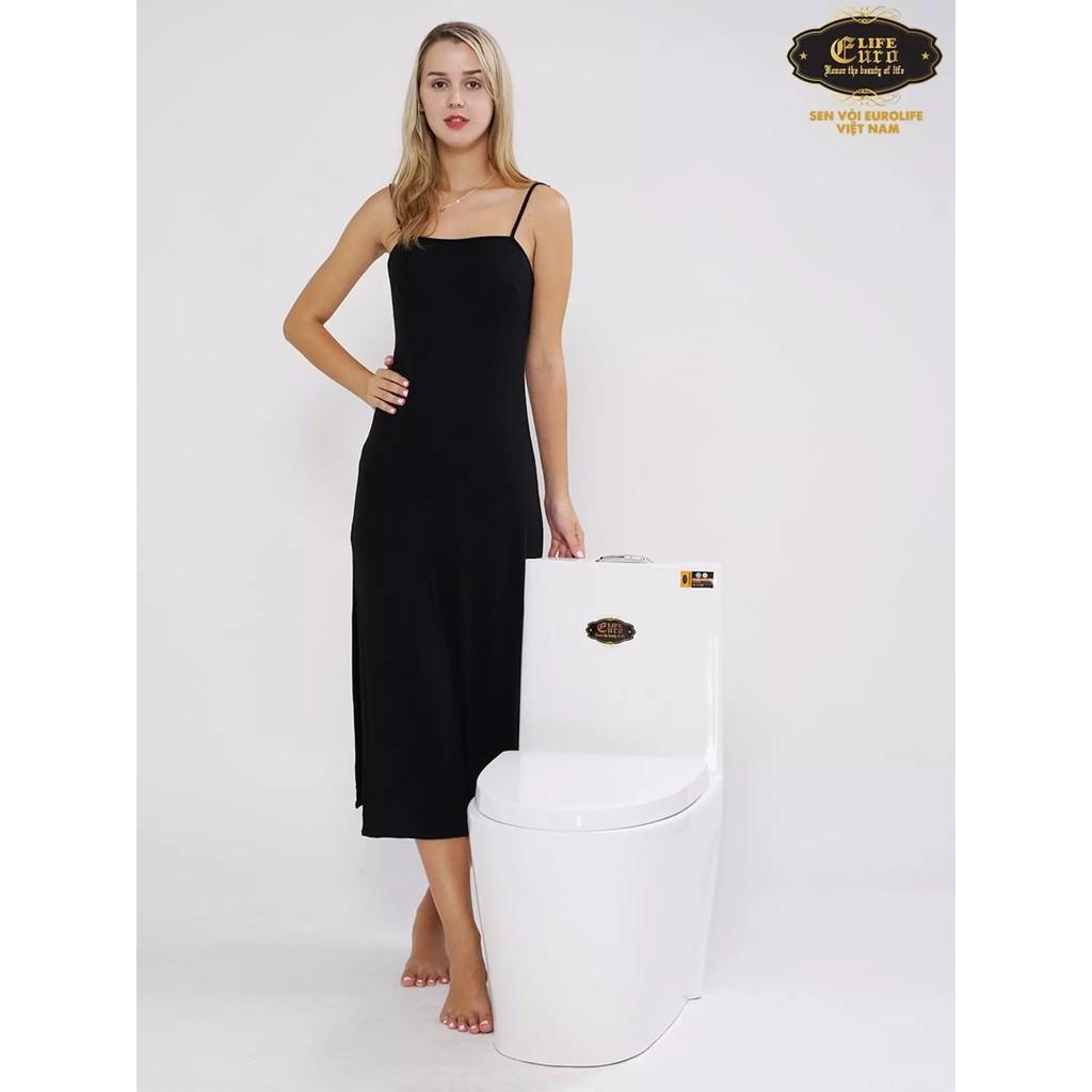 Bồn cầu 1 khối men sứ Nano tuyết, nắp đóng êm Eurolife EL-BC2077