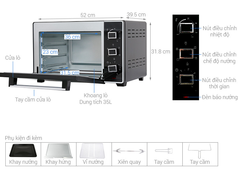 Lò nướng Sanaky 35 lít VH-3599S2D Hàng chính hãng 100%