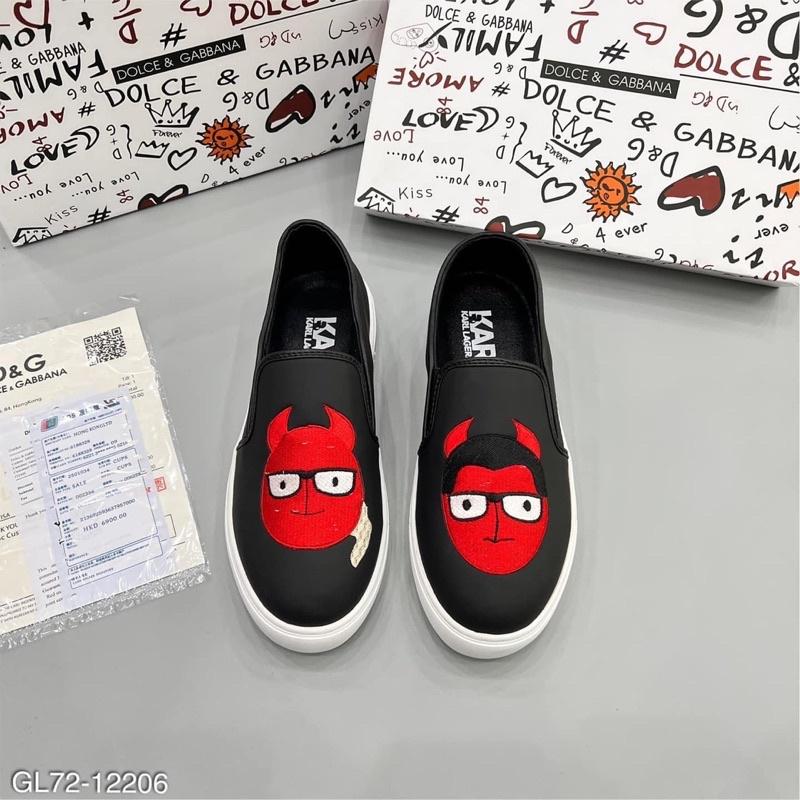 Giầy slipon Karl dân chơi logo thêu chữ ký LA - Giày Karll ông già đeo kính full size 38-42