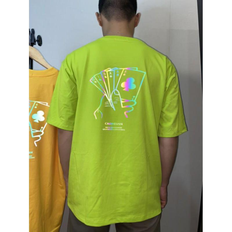Áo Thun Phản Quang Lá Bài PQ52 - Áo Unisex Tay Lỡ Nam Nữ Mặc Được - Phản Quang Sáng Đẹp Bền - Big Size