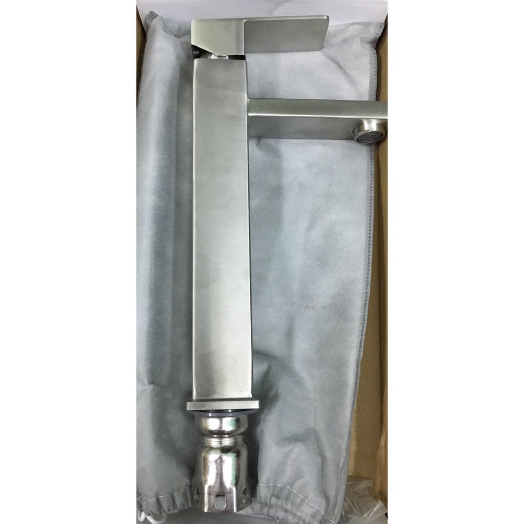 Vòi Lavabo vuông nóng lạnh inox 304 cao 30cm