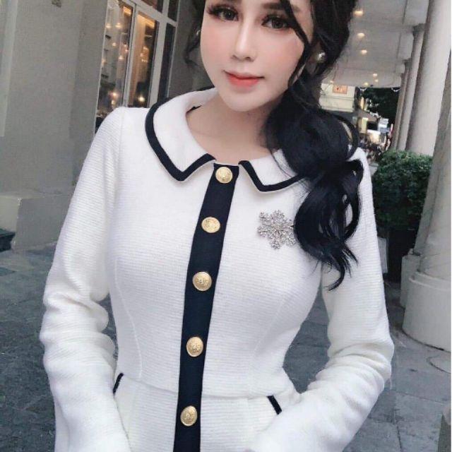 Đầm suông cổ sen tay dài