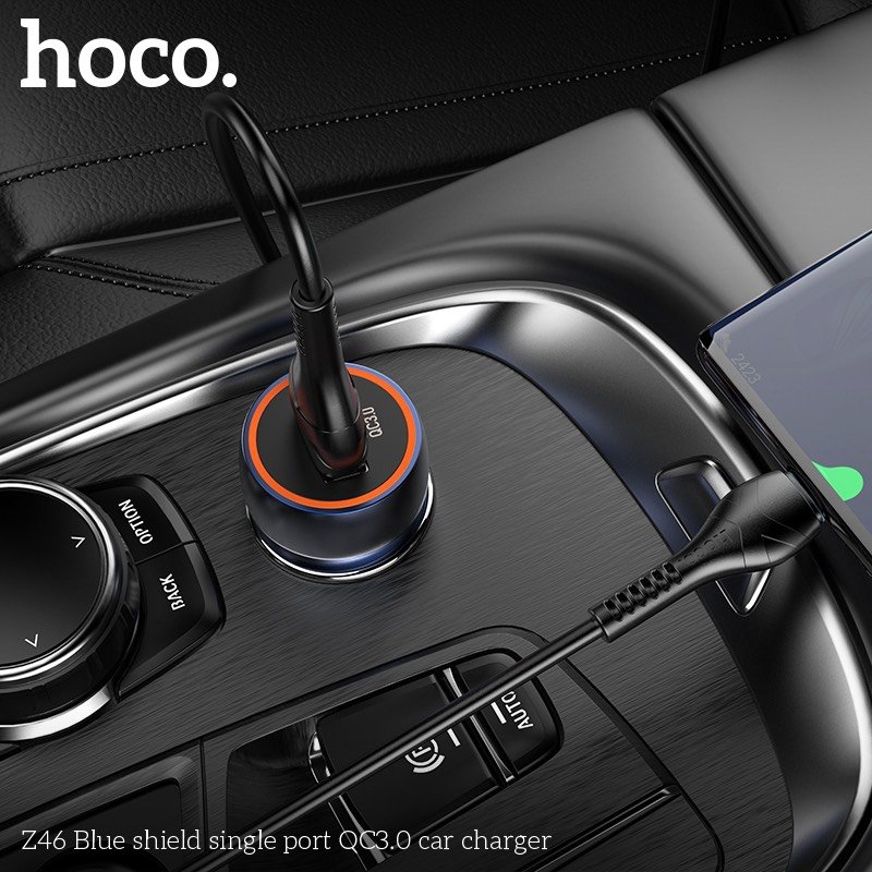 Tẩu sạc nhanh hoco 20w trên ô tô Z46, 1 cổng USB PD20W QC3.0