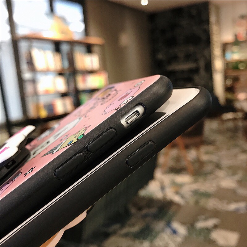 Ốp điện thoại cartoon kèm pop và dây đeo cho Iphone 6/6S, 6P/6S plus, 7/8, 7P/8plus, X/XS, XS max, XR, 11, Pro, Pro max