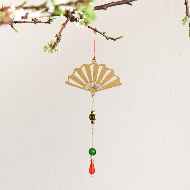 Bộ 11 dây treo trang trí Tết, phụ kiện handmade bằng gỗ sơn đỏ sang trọng , treo Mai, Đào, Lan- COMBO MIX11