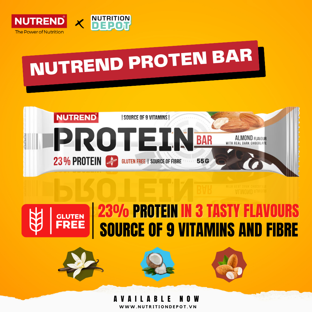 Thanh dinh dưỡng Protein Bar Nutrend bổ sung protein (Hộp 24 thanh x 55g) - Nutrition Depot Vietnam
