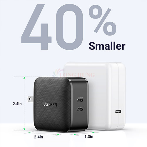 Cốc sạc Ugreen Power Delivery Fast Charger 2Type-C 66W CD216 - Hàng chính hãng