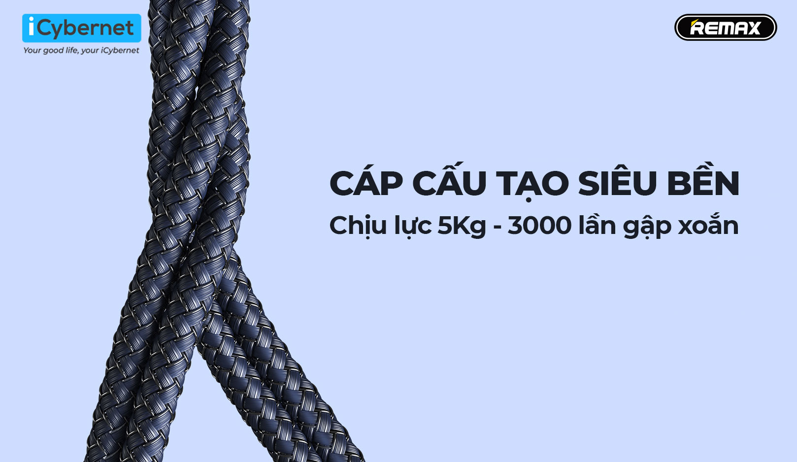 Cáp sạc nhanh 5A 3 trong 1 Remax RC-199th chiều dài 1,2m - Hàng chính hãng