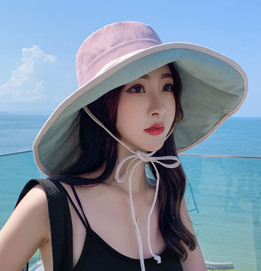 Mũ nữ rộng vành chống nắng chống tia cực tím mới, nón nữ đội 2 mặt phong cách Hàn