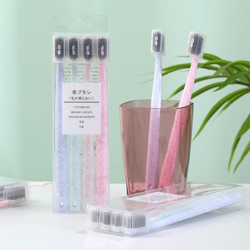 4 bàn chải đánh răng lông đen than hoạt tính ToothBrush Nhật Bản