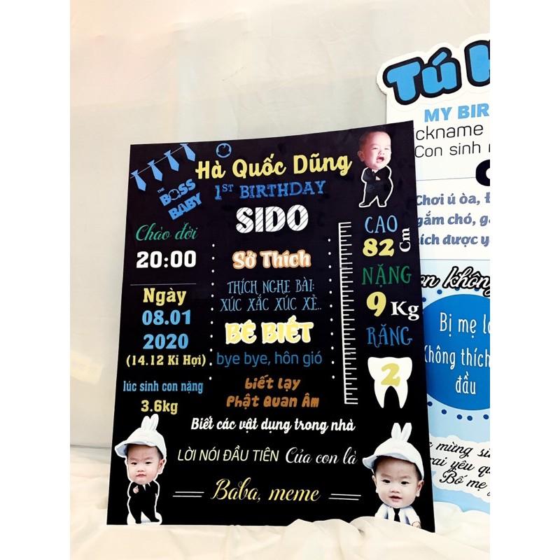 Bảng chalkboard thông tin bé theo yêu cầu