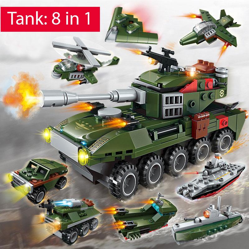 Đồ chơi lắp ghép XE Tank 8 trong 1 với hơn 313 chi tiết Bằng nhựa ABS an toàn