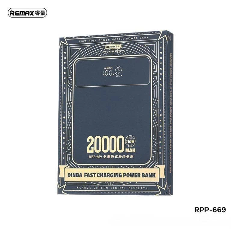Pin sạc dự phòng sạc nhanh REMAX Dinba Series 110W 20000mAh RPP-669 chất liệu bền bỉ, thiết kế hiện đại - Hàng chính hãng