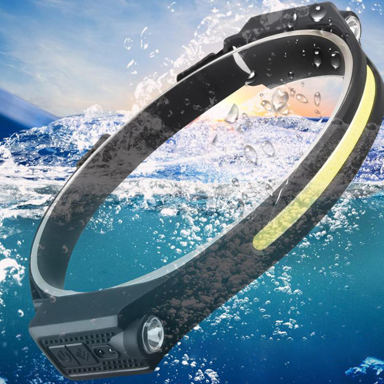 USB Rechargeable Sensor Headlight COB  Flashlight for Hiking Fishing