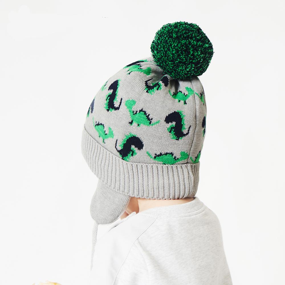 Hoạt Hình Cotton Cho Bé Mùa Đông Pompom Mũ Đan Trẻ Em Bò Nón Cho Bé Trai Và Bé Gái Với Lót Nỉ Bomber Mũ Lưỡi Trai trẻ Em