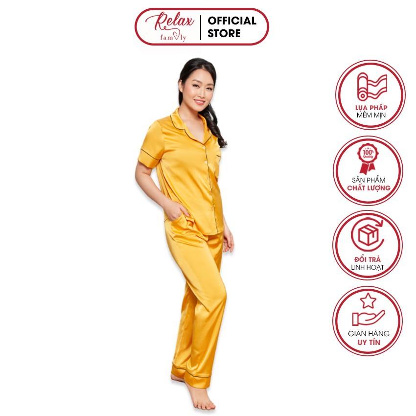 Đồ Ngủ Nữ Pyjama Tay Ngắn Quần Dài HW1001 đồ ngủ nữ đẹp lụa Pháp cao cấp, mềm mịn,thoáng mát - RELAX