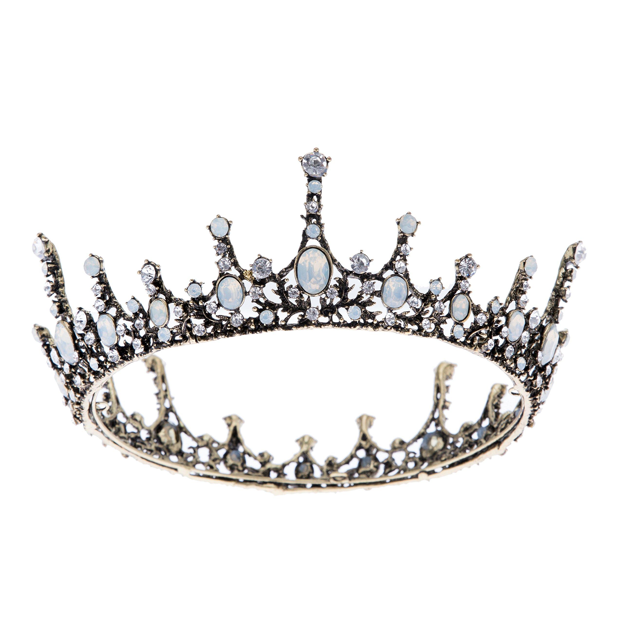 Queen Crown - Vương miện công chúa cổ điển, bóng cưới Halloween Opal Trang phục Phụ kiện tóc
