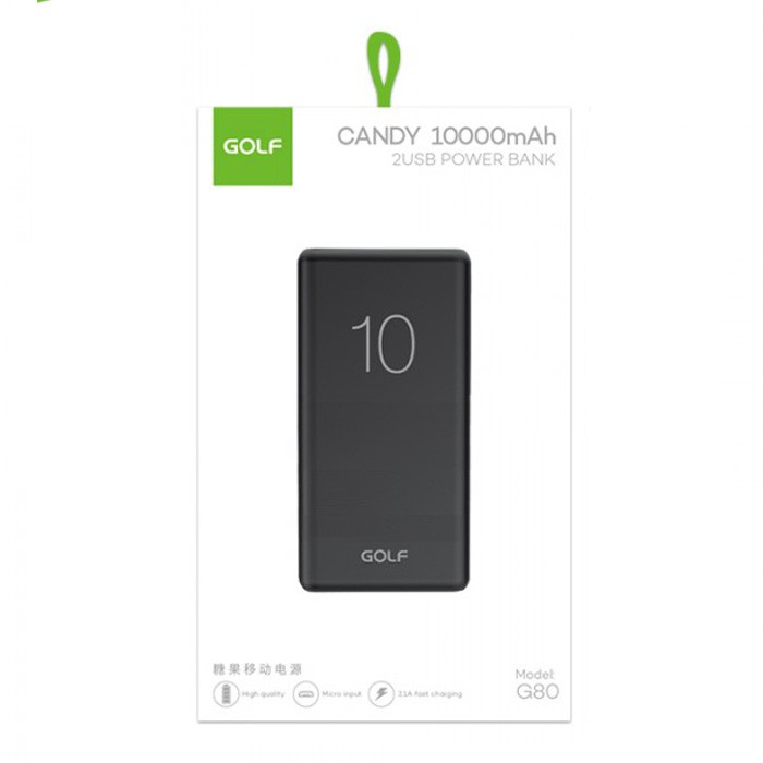 Pin sạc dự phòng 10000mAh Golf CANDY G80 - Hàng chính hãng