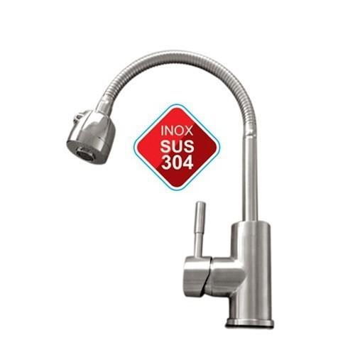 Vòi rửa chén nóng lạnh lò xo inox 304 + TẶNG KÈM 2 DÂY CẤP NƯỚC