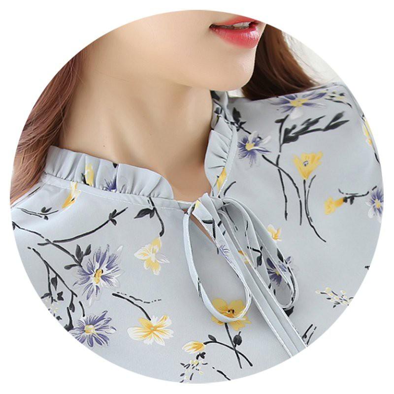 Áo Sơ Mi Chiffon Dài Tay Họa Tiết Hoa Cho Nữ