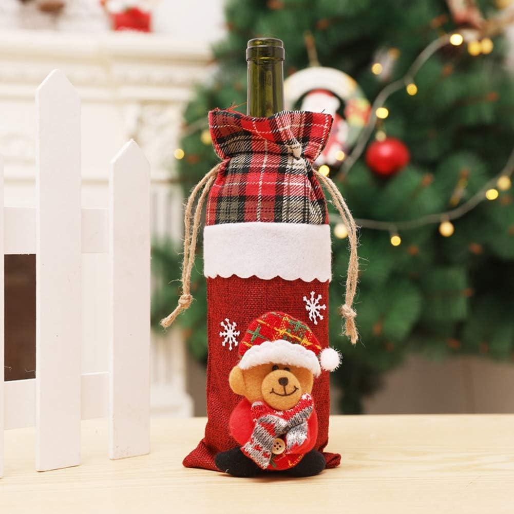 Giáng Sinh Nắp Chai Rượu 4 Cái Túi Rượu Đỏ Để Trang Trí Chai Rượu Túi Quà Rượu Có Thể Tái Sử Dụng Cho Gia Đình Trang Trí Tiệc Tối Trang Trí Bàn