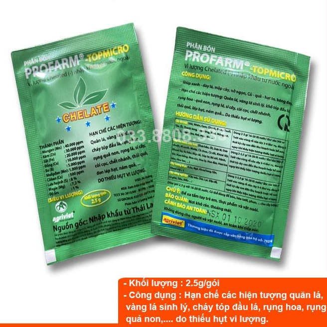 10 Gói Siêu Vi Lượng Chelate Profarm TopMicro 2 gram - Phân bón dùng cho hoa cây cảnh